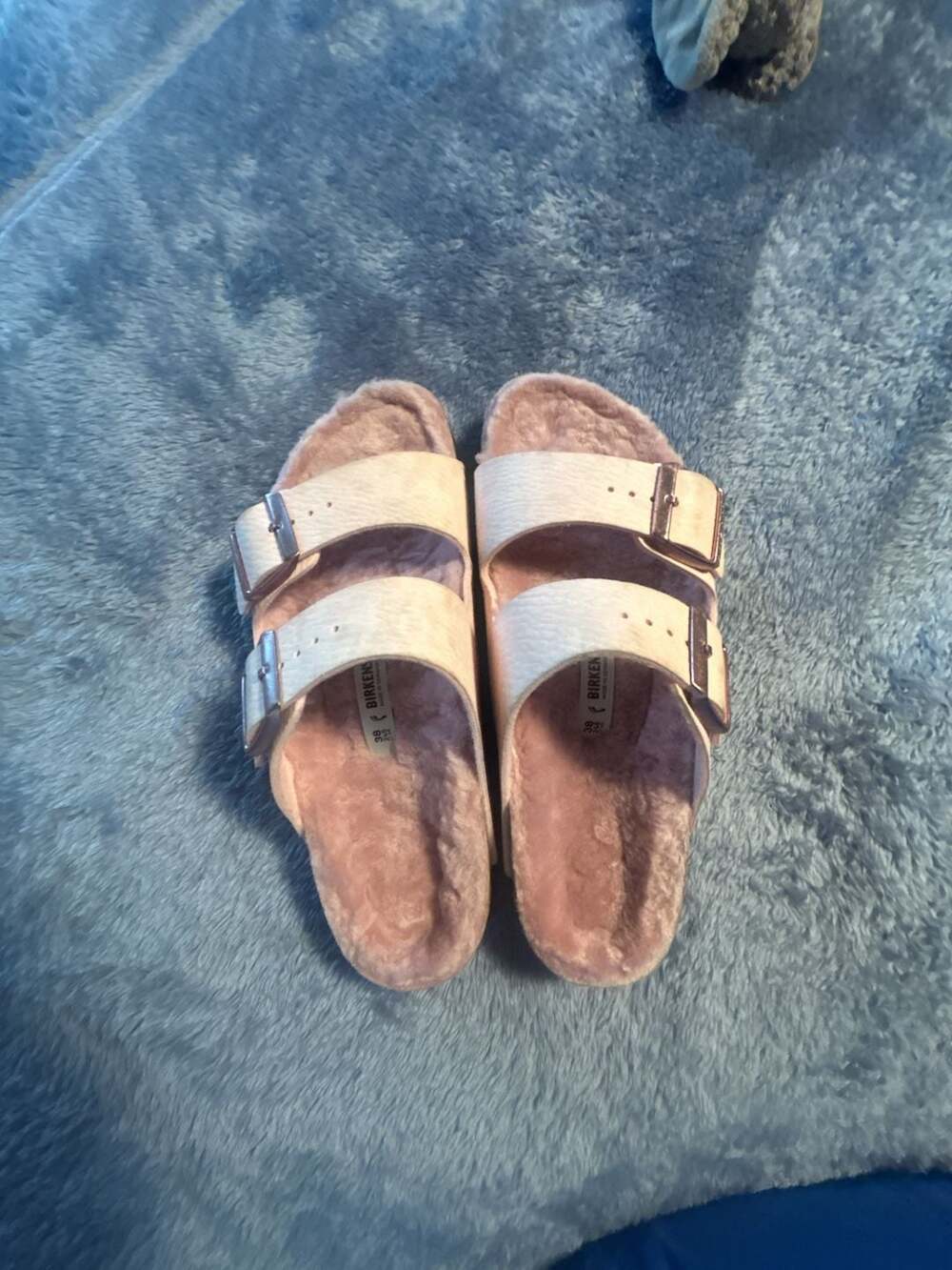 Birkenstock Arizona Shearling Size 38 Pink Sandals